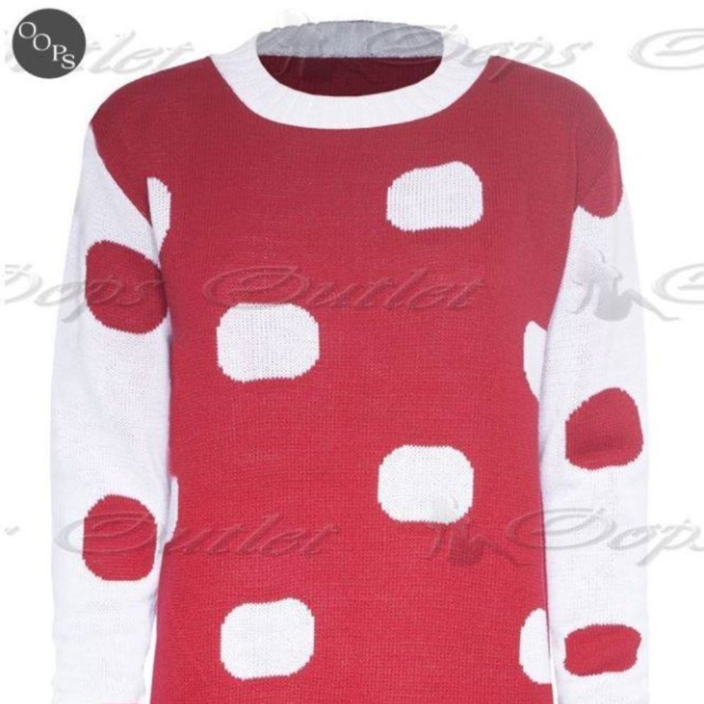 Slick Bold Polka Dot Sweater NWT XL